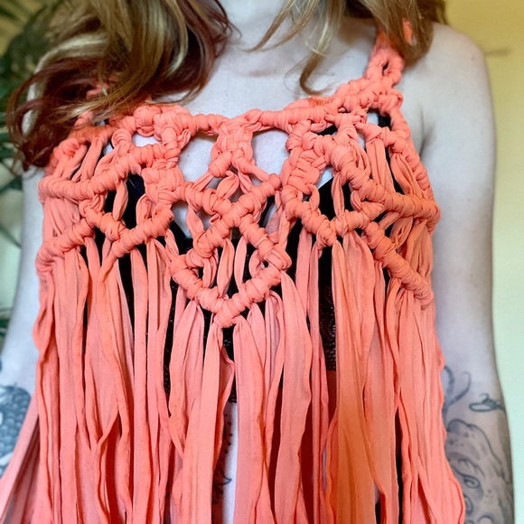 High End Handmade Cover Up Dress Coral - Picture 9 of 16